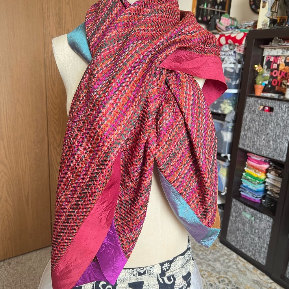 Colorful Woven Silk Scarf 41x41”